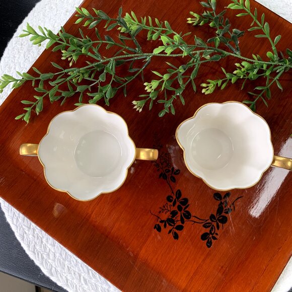 Vtg NORITAKE Ivory Gold Trim Mini Sugar & Creamer Set 2pcs - Picture 6 of 12